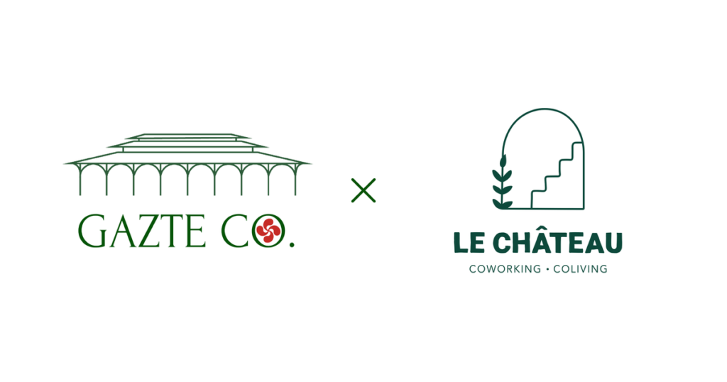 Logos de Gazte Co., la Junior-Initiative de l'IUT de Bayonne, et du Château, espace de coworking et coliving à Bayonne